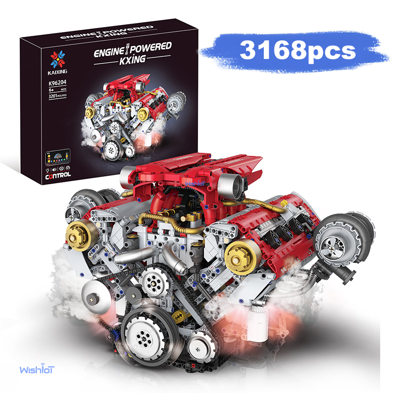 Model Kit V8 Engine - Motorized V8 Engine 3201Pcs Building Block