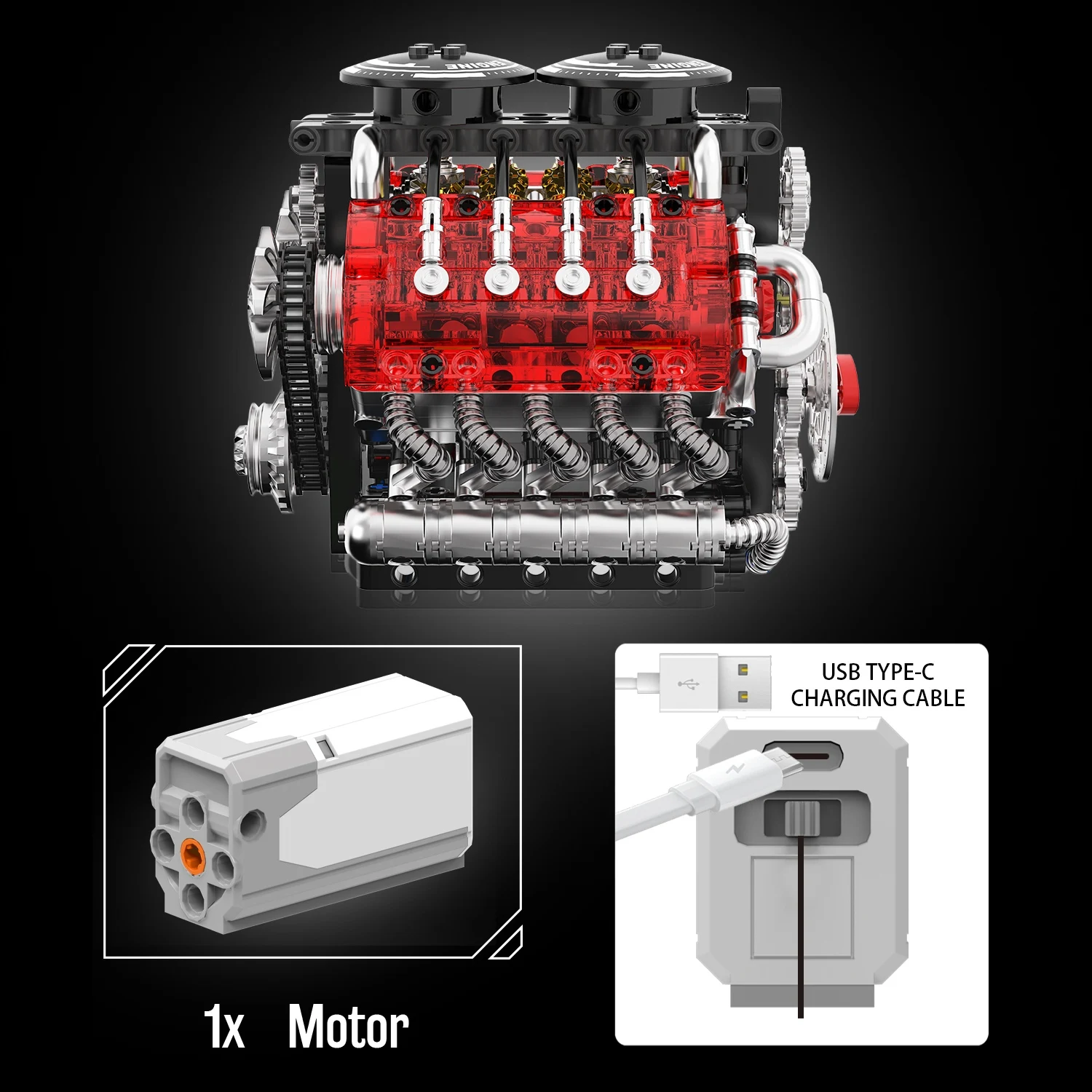 548PCS New Blocks Toy V8 Twin- - Model Kit V8 Engine avis et prix