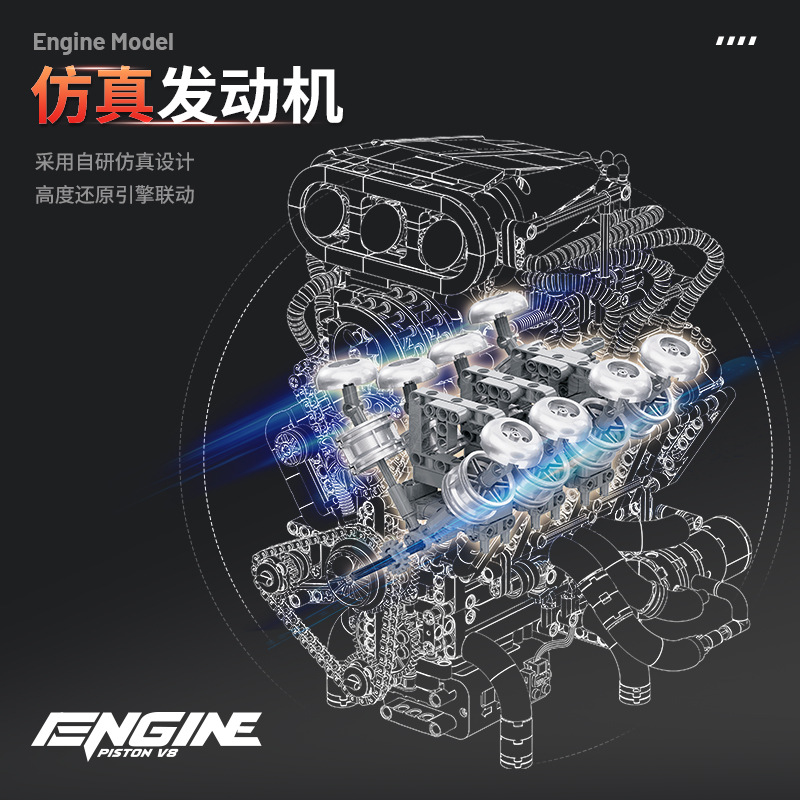 Y15001 Supercar V8 engine Mode - Model Kit V8 Engine avis et prix